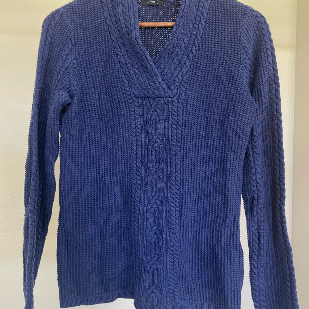 Náutica Women’s Navy Blue Cable Knit Pullover Sweater